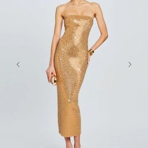 Elegant Gold Strapless Dress